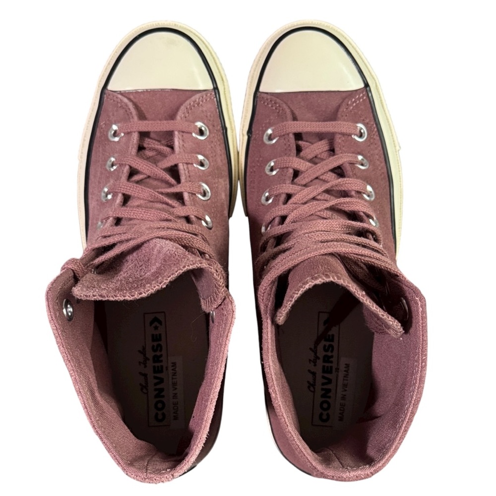 High-Top Suede Sneakers in Mauve Pink - Women's Casual Fashion - Picture 5 of 8
